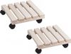 Merkloos Planten trolley - 2x - vurenhout - 30 x 30 cm - tot 30 kg - multiroller - hondje