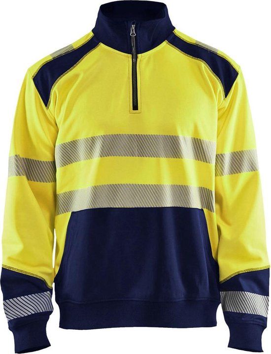 Blåkläder Sweatshirt halve rits High Vis 3556-2528 - High Vis Geel/Marineblauw - XS