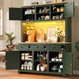 MODFU - Apothekerskast - PE Rattan Deuren - Verstelbare Planken - Lades - Antiek Groen