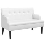 vidaXL Bankje met rugleuning 112x65,5x75 cm kunstleer wit