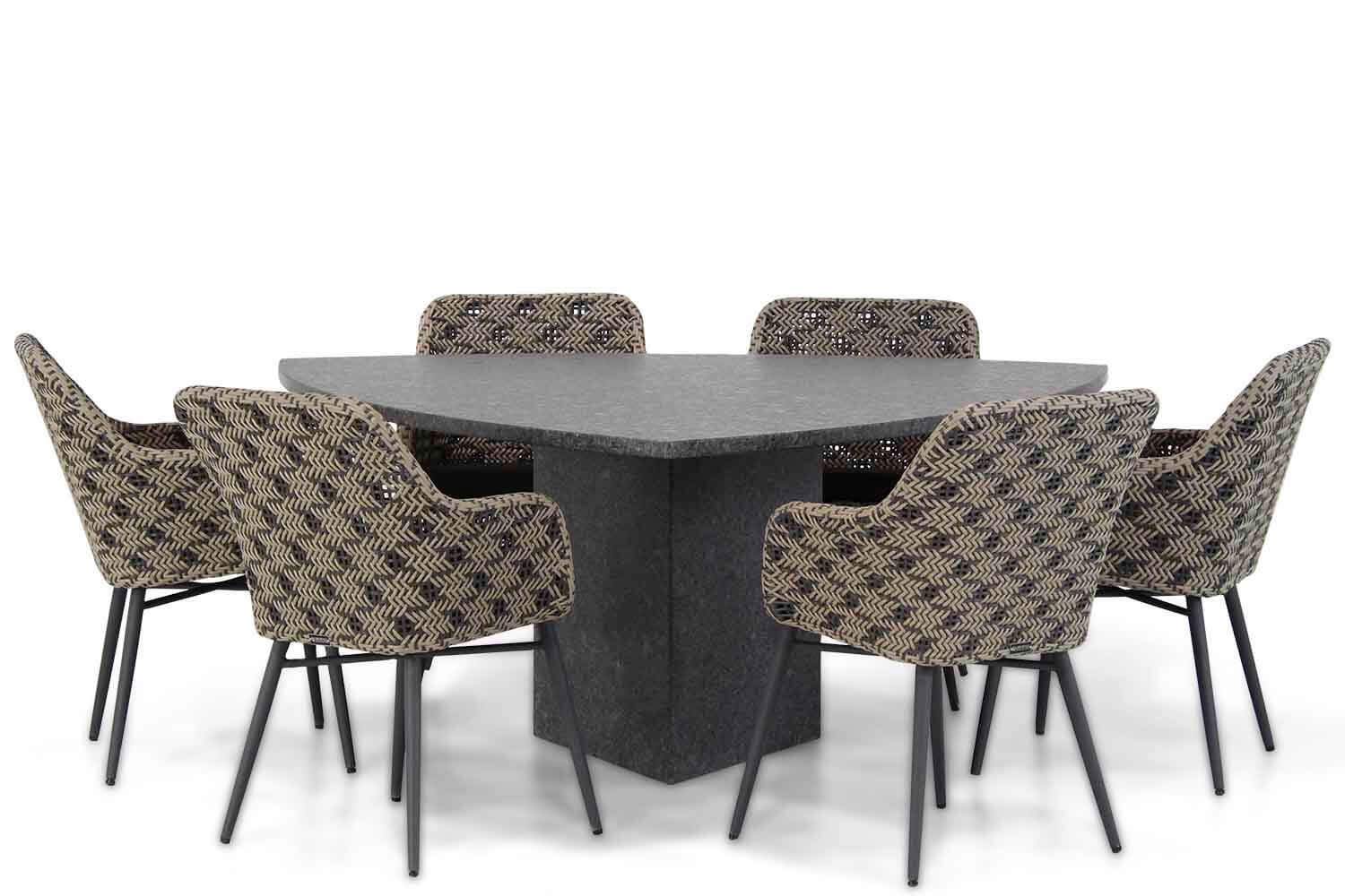 Lifestyle Garden Furniture Crossway/Graniet 170 cm Triangel Dining Tuinset 7-delig