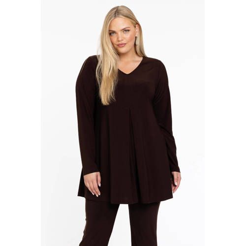 YOEK top DOLCE van travelstof bruin