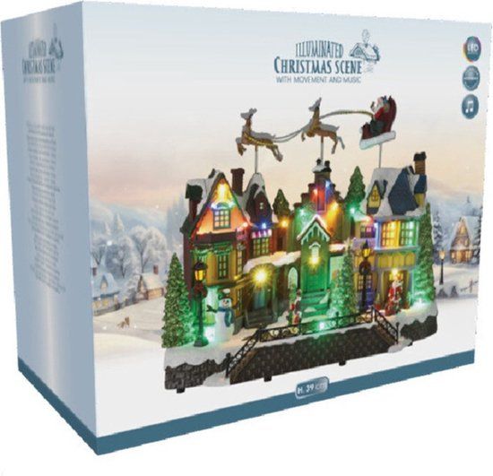 Nampook Koopman International Christmas Decoration Kerstdorp kerst tafereel - huis - led verlichting en beweging