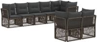 vidaXL Tuinbank - Set - 8-persoons - Grijs - Polyrattan