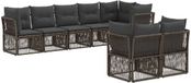 vidaXL Banc de jardin - Set - 8 personnes - Gris - Polyrattan