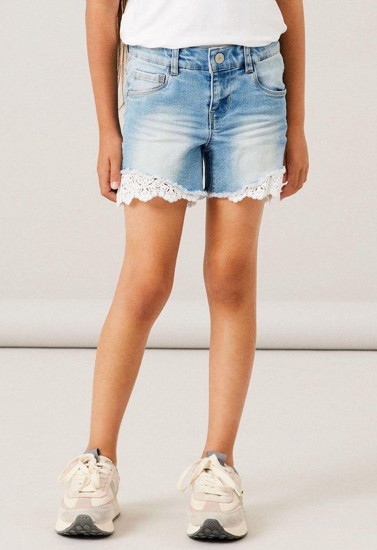 NAME IT NKFSALLI Slim Denim Shorts - Girls - Medium Blue Denim - Size 152