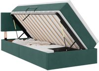 vidaXL - LED - opbergbed - met - matras - Donkergroen - 90 x 200 cm - Fluweel