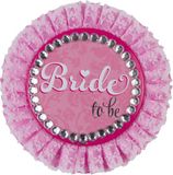 Amscan Button Bride To Be Dames 11 Cm Roze