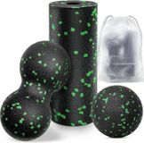 Fascia-bal en kleine fascia-roller, massageset die stress vermindert en gespannen spieren ontspant. Duo-bal voor de ruggengraat, voeten, nek en rug (vert)