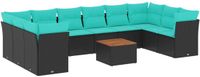 vidaXL 11-delige Loungeset met kussens poly rattan zwart