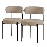 ML-Design Eetkamerstoel set van 2 met teddy stof met rugleuning bruin Keukenstoel