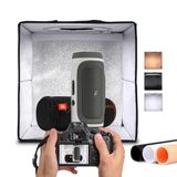 NK Lichtbak voor fotostudio, opvouwbaar, 60 x 60 cm, 160 leds, 3 lichttemperaturen, instelbare helderheid x 10, RA90, kleine producten, sieraden, draaggreep voor transport (3 gekleurde achtergronden)