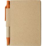 Merkloos Notitieboekje met Balpen - Beige/Oranje - 11x8cm - 80 Pagina's Gelinieerd