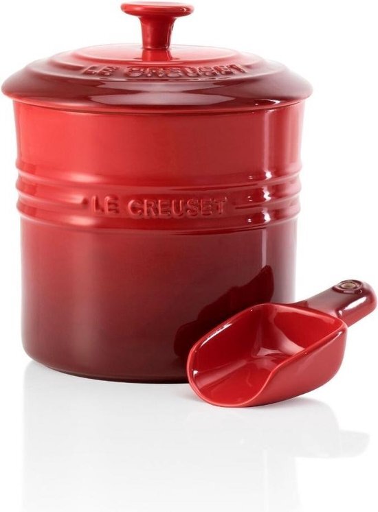 Le Creuset Voedercontainer met doseerschep, 12,6 x 19 cm, 1,9 l, vaatwasmachinebestendig, kersenboom