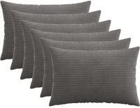 vidaXL Kussensloop 6 stuks HEERLEN Donkergrijs 40 x 60 cm corduroy