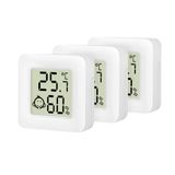 LOGILINK Professional Platte reisthermo-hygrometer (3 stuks), met emoji-weergave voor het comfortniveau, wit