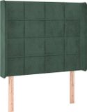 vidaXL Hoofdbord met randen 93x16x118/128 cm fluweel donkergroen