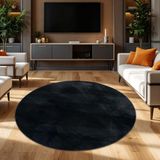 TT Home Hoogpolig Tapijt Imitatiebont Zwart 120 cm rond