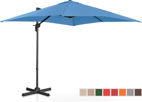 Uniprodo Zweefparasol - blauw - vierkant - 250 x 250 cm - draaibaar