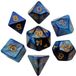 FanRoll Mini Dice Set Bleu/Bleu Clair avec Chiffres Dorés (7) Dés