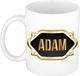 Bellatio Decorations Naam cadeau mok - heren - Adam - gouden embleem - 300 ml - meester - bedankje - afscheid