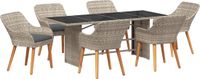vidaXL Tuin Eettafel Set 7-delig Lichtgrijs Polyrattan
