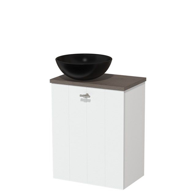 Maxaro Modulo Toiletmeubel 41 cm - Mat Wit - Donkerbruin Eiken