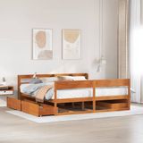 vidaXL Bedframe massief grenenhout wasbruin 180x200 cm