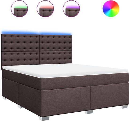 vidaXL Boxspring met matras stof donkerbruin 180x200 cm