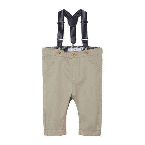 NAME IT NAME IT BABY broek met bretels beige