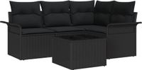 vidaXL Tuinbank Set Zwart Polyrattan 2-zits