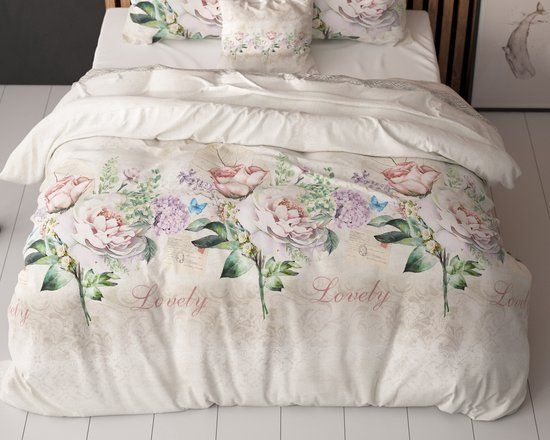 Sleeptime Lovely Flower Dekbedovertrek - 140 x 200/220 cm - Beige
