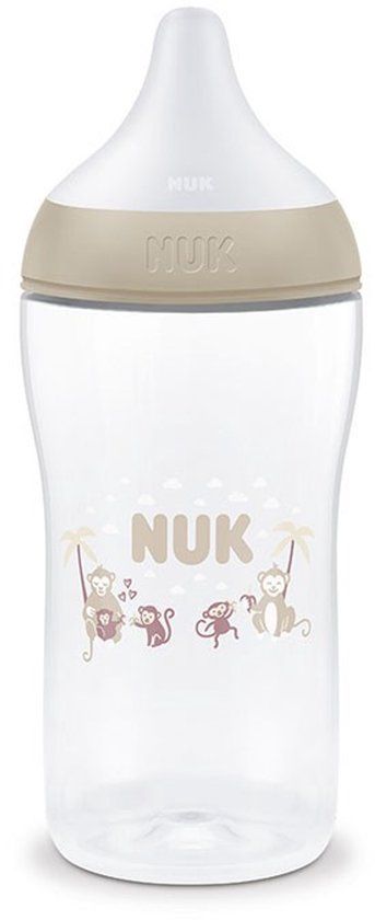 NUK Perfect Match Babyfles | 0+ Maanden | 260ml | Anti-Koliek Voedingsfles | PP | Temperatuurcontrole Indicator | Aap | 1 Stuk