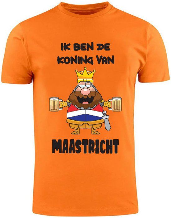 Sol's Ik ben de Koning van Maastricht Oranje Heren T-Shirt | Maat M