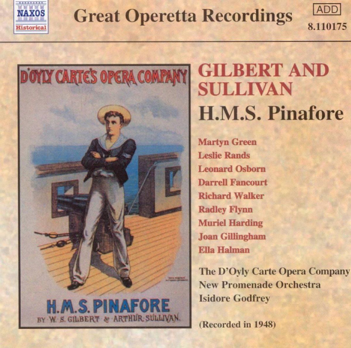 OUTHERE Sullivan: H.M.S. Pinafore / Isidore Godfrey, D'Oyly Carte Opera Company et al - Muziek