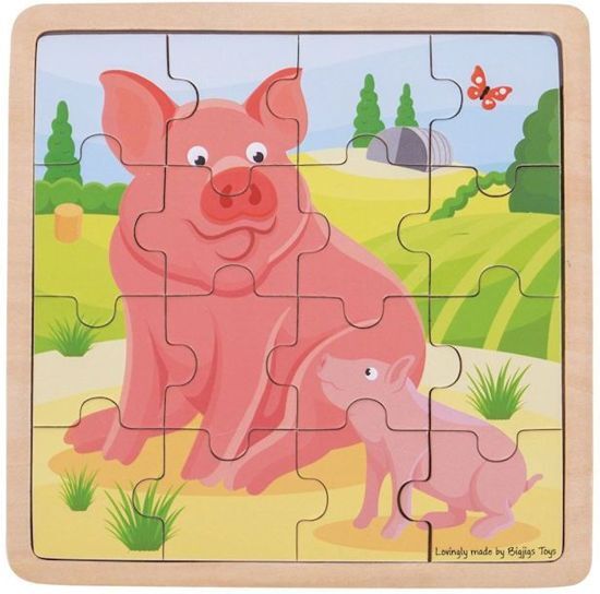 Bigjigs Toys Bigjigs puzzel Varken&Big, 16 stukjes