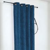 HomeMaison Verduisterend en isolerend ribfluwelen gordijn, Polyester, Donkerblauw, Inbetween gordijn