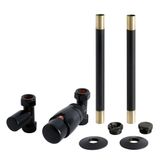 Hudson Reed Robinet radiateur droit, tête thermostatique & kit rallonge tuyauterie - Noir