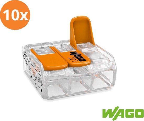 10x Wago lasklem 0,2 - 4mm² 3 polig - oranje