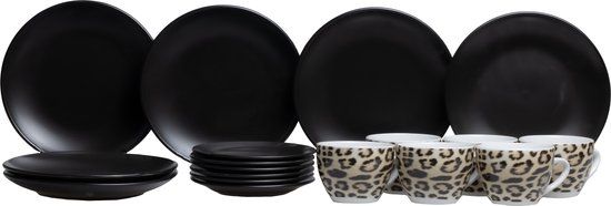 Studio Tavola Koffieset Leopard 18-Delig | Zwart | Aardewerk