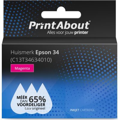 PrintAbout Huismerk Epson 34 (C13T34634010) - Magenta - Compatibel