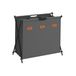SONGMICS Panier à linge, 135 litres, 3 compartiments, structure en X pliable | Bac à linge, étiquettes individuelles, pour buanderie, chambre, salle de bain, gris ardoise, Collection STEVIE LCB130G01