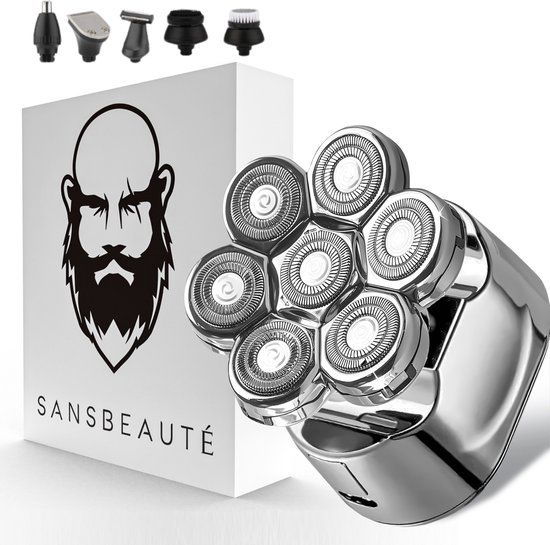 Sansbeauté 6-in-1 Scheerapparaat Mannen – Trimmer - Skull Sharp V1 | 7 Head - Nat & Droog - Elektrisch