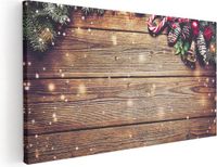 Artaza Canvas Schilderij Kerst Sfeer Achtergrond Met Dennenbomen - 120x60 cm - Canvas Print