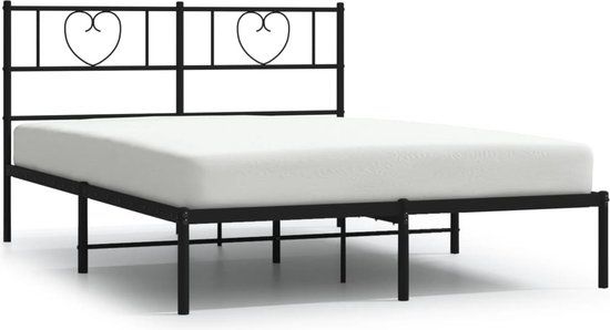 vidaXL Bedframe met hoofdbord metaal zwart 120x200 cm