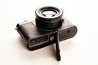 TP Handgemaakte Echt Lederen Camera Case Tas Cover Voor Leica D-LUX Typ 109 D-LUX7 - Zwart - Onderste Opening Versie