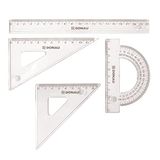 DONAU 7081904PL-00 geometrie-set/wiskunk-set, 4-delig, klein, met ophanggat, transparant