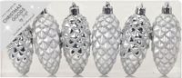 Inge-glas Inge's Christmas Decor Gmbh Kersthangers - 6x - dennenappels - zilver - 9 cm