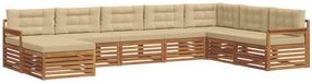 vidaXL Hoek loungeset 8 zitplaatsen Natuurlijk en Beige Massief Acacia Hout