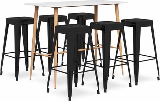 vidaXL 7-delige Barset wit en zwart